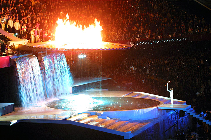 Olympic games opening: Sydney 2000: The Olympic flame is lit during the opening ceremony