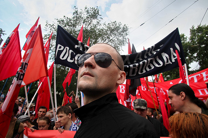 Moscow protests: Sergey Udaltsov takes part in the March of the Millions