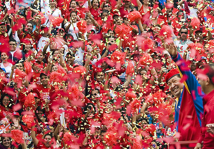 Picture desk live: Venezuelan President Hugo Chavez at a rally in Caracas