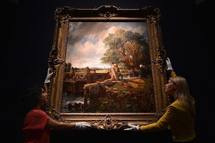 Picture desk live: 'The Lock' by John Constable is displayed at Christie's in London