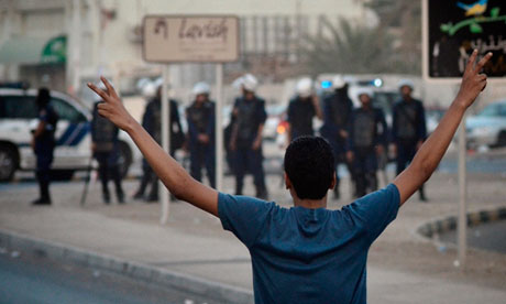 A Bahraini protester