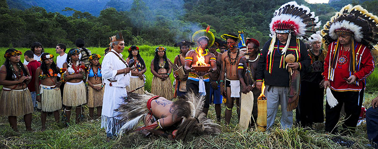 Picture Desk Live: A Brazilian Terena  indian (L) cries as