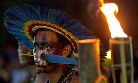 An indigenous man at a ceremony during the Rio+20 summit.