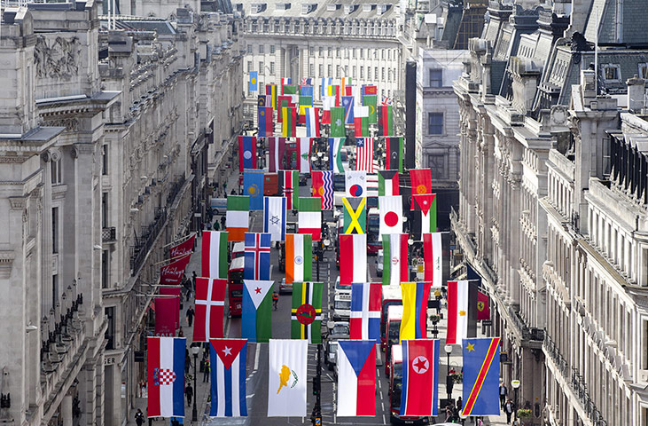 Picture desk live update: World flags in Regent Street