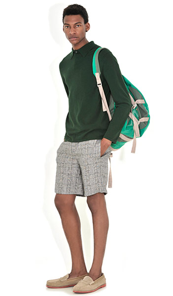 Line-up: men's shorts: Green jumper