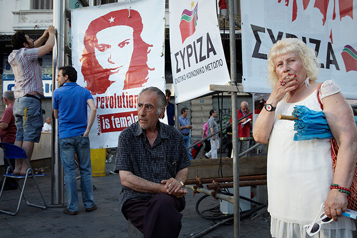 Andy Hall Athens: Supporters of the anti-austerity coalition of left-wing parties, Syriza