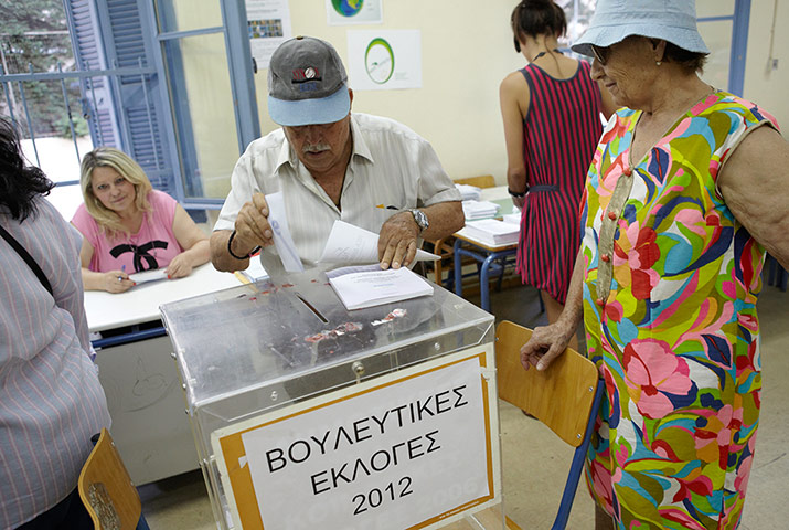 Greek elections: People cast their votes in a polling station in central Athens