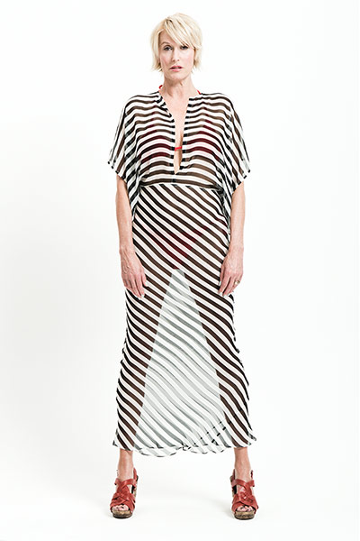 All Ages: All Ages: Holiday: black and white stripey kaftan