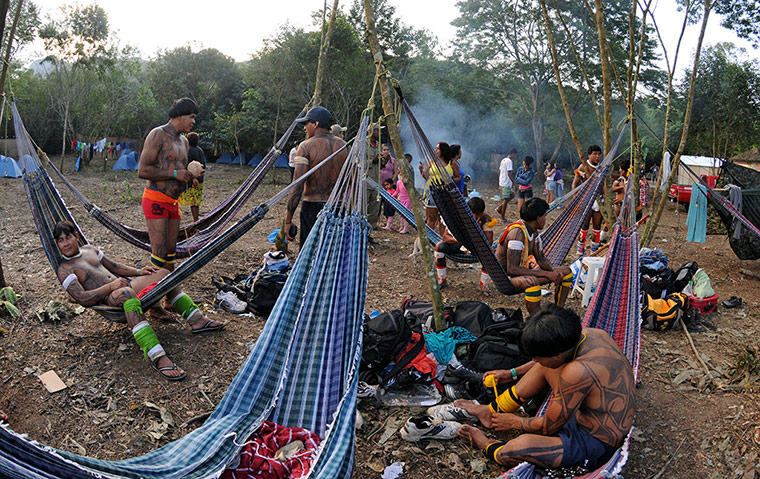 UN Rio+20: Indians camp during exhibitions in Jacarepagua, Rio de Janeiro, Brazil