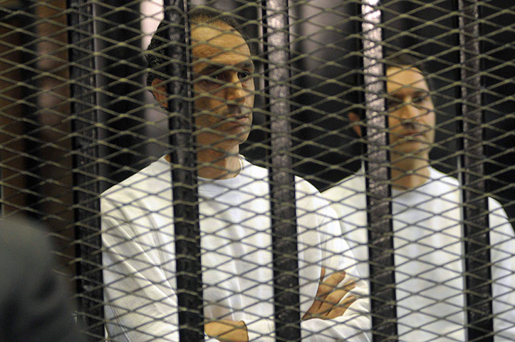 Mubarak Verdict Updated: Gamal Mubarak, (l), and Alaa Mubarak, sons of the former Egyptian president