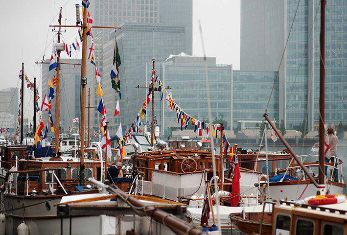 Jubilee: Boats are prepared to sail from South Quay to Tower Bridge