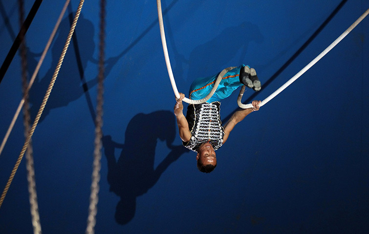Gerry Cottle's circus: The Mongolian acrobat Zula performs