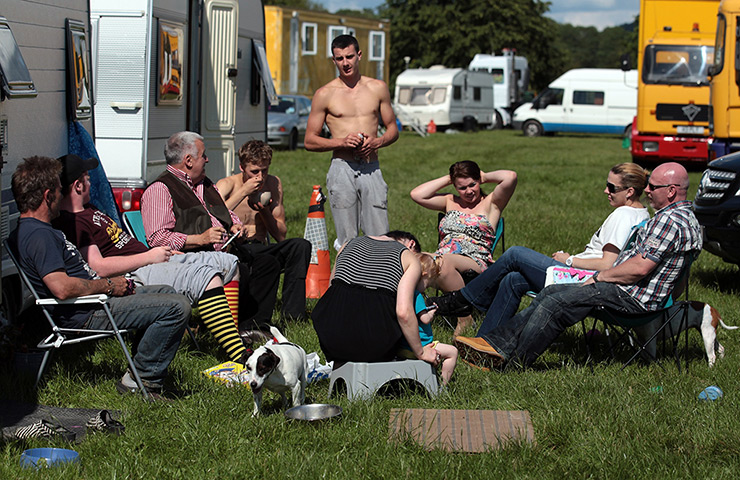Gerry Cottle's circus: Cottle relaxes with some of his performers