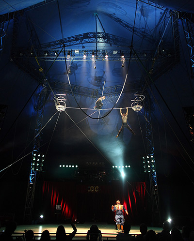 Gerry Cottle's circus: Los Marinos perform on the high wire