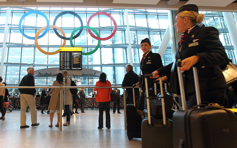 Picture desk live: Olympic Rings Unveiled at Heathrow Airport