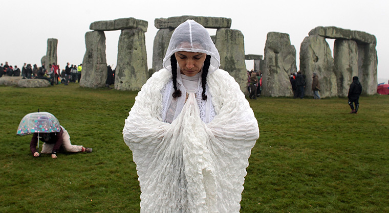 summer solstice: A woman performs a ritual