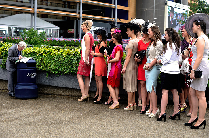 ladies day at ascot :  women pose in their finery