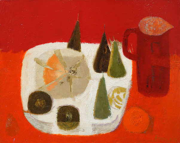 Mary Fedden: Red Jug, a painting by Mary Fedden