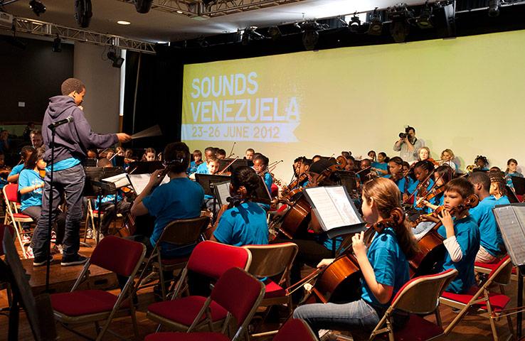 Stockwell Children's Orchestra play at the Southbank Festival of the World