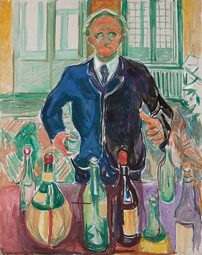Edvard Munch: Self Portrait With Bottles, by Edvard Munch
