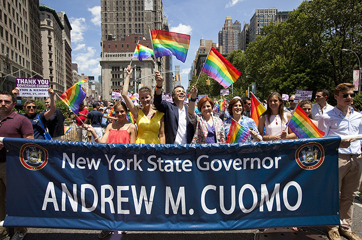 Gay pride week: New York, US: New York Governor Andrew Cuomo and Christine Quinn