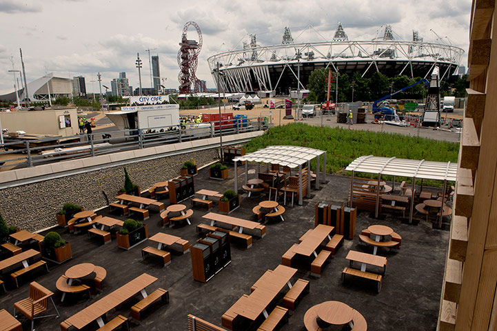 McDonald's Olympic park: The outdoor seating at the McDonald's in the Olympic Park