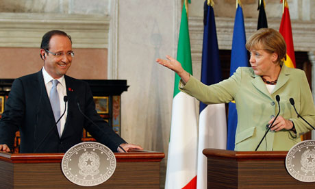 François Hollande and Angela Merkel 