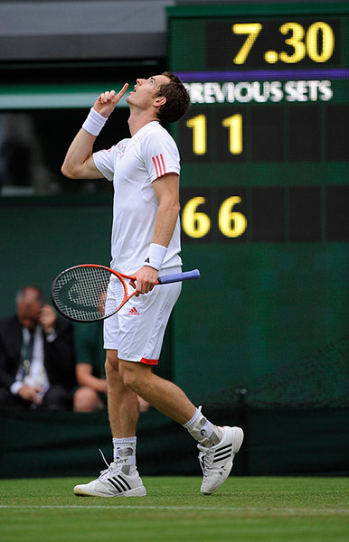 Day 3 Wimbledon: Andy Murray celebrates at Wimbledon 2012