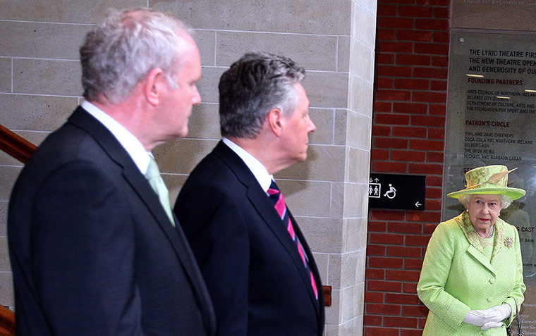 Picture desk live: The Queen prepares to shake hands with Martin McGuinness