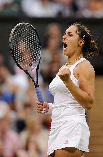 Day 3 Wimbledon: Tamira Paszek celebrates winning the 2nd set
