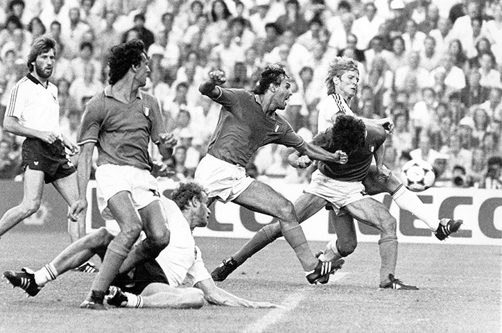 Italy v Germany: Paolo Rossi scores against Germany