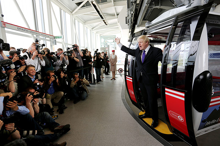 Picture Desk Live: Boris Johnson in the UK's first urban cable car