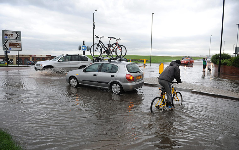 UK Flooding: Whitley Bay, North Tyneside: Heavy rain and thunderstorms