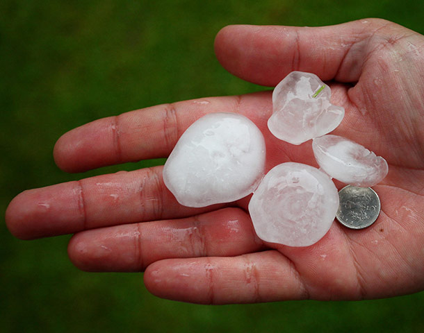 UK Flooding: Belton, Nottinghamshire: Hail stones that fell yesterday