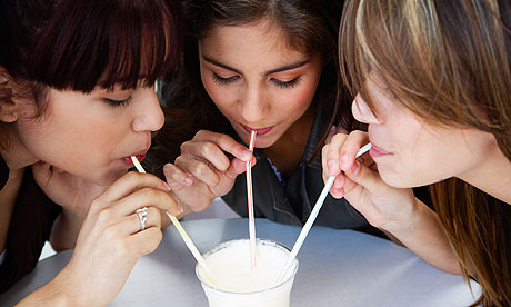 Girls Sharing Milkshake