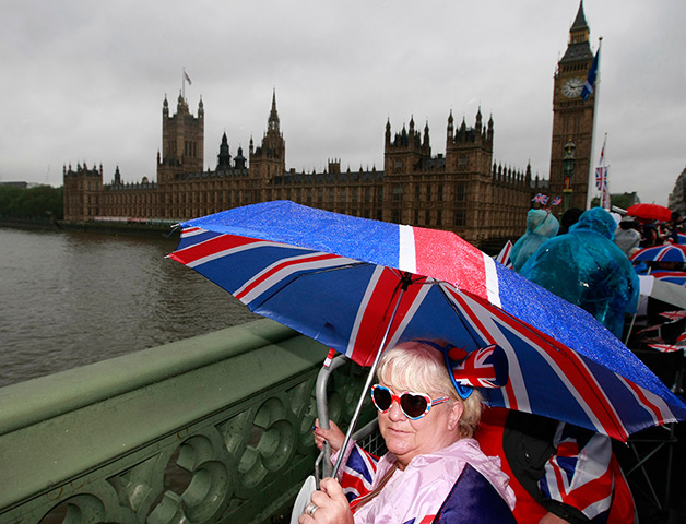 Jubilee pageant: Sue Ridley waits on Westminster Bridge for the Royal Barge