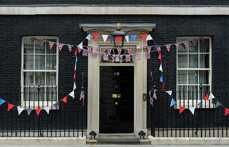 Jubilee pageant: Decorated Number 10 Downing Street
