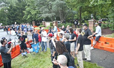 Protesters at the Bilderberg conference