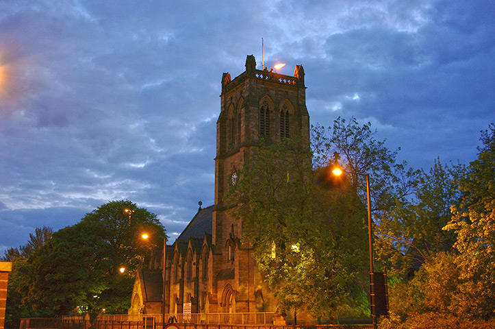 Jubilee beacons: Jesmond parish church in Newcastle upon Tyne 