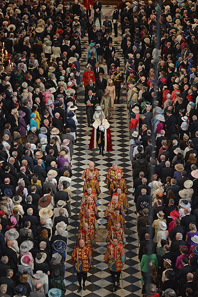 Service Of Thanksgiving: The Queen and members of the Royal Family leave St Paul's Cathedral