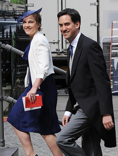 Service Of Thanksgiving: Labour leader Ed Miliband and his wife Justine arrive for the service