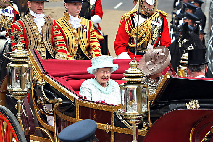 Jubilee celebrations: The Queen on her way back to Buckingham Palace from Westminster Hall