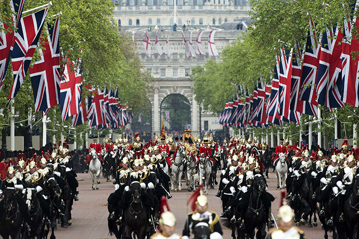 Jubilee celebrations: Horses ride down the Mall during the carriage procession