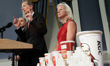 New York's health commissioner, Thomas Farley, announcing Mayor Bloomberg's ban on big soda drinks
