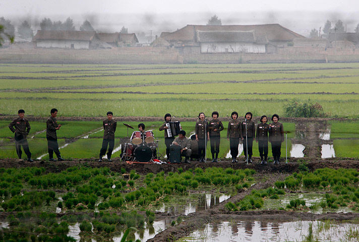 Picture Desk Live: A music group performs near North Korea