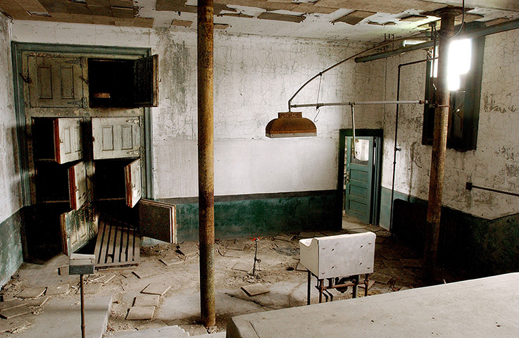 Endangered historic US: Ellis Island's boarded up hospital for contagious disease ward
