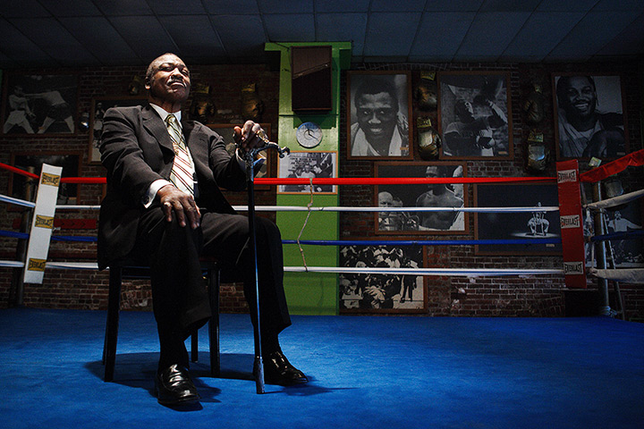 Endangered historic US:  Joe Frazier at his boxing gym in Philadelphia