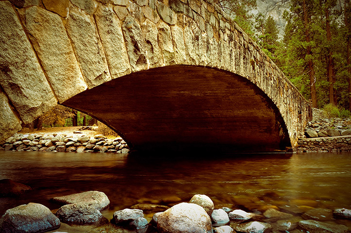 Endangered historic US: Bridge over the Merced River, Yosemite