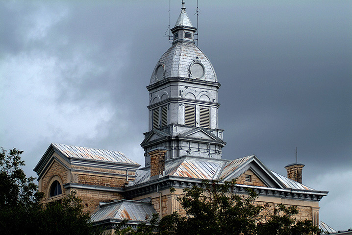 Endangered historic US: Court house of Bandera Texas