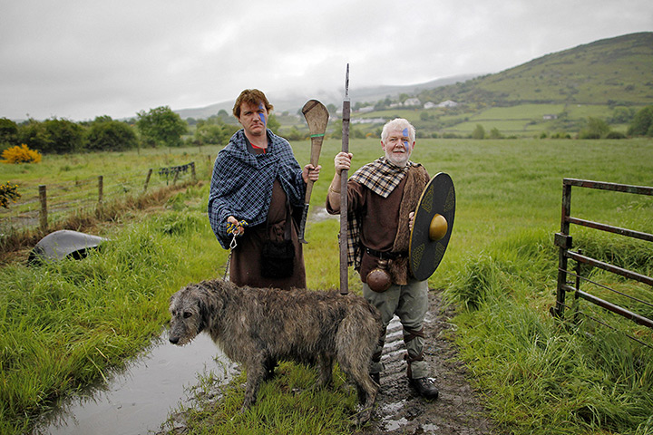 Torch relay day 19: Irish historical re-enactors at the border crossing 